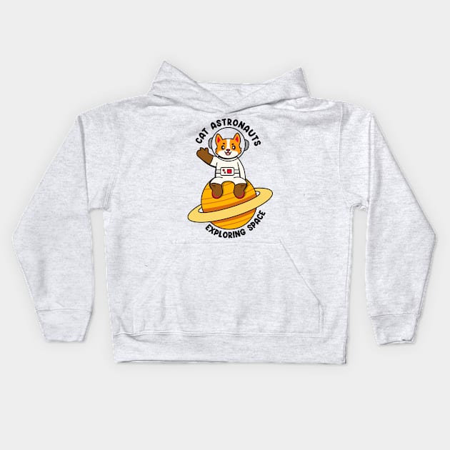 Cat astronauts exploring space Kids Hoodie by Peazyy